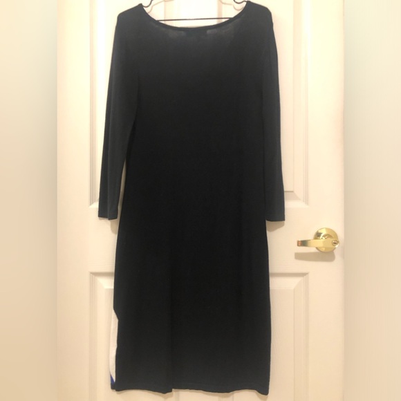 Colour Block Long Sleeve Sweater Dress in Black, Turquoise, Royal Blue - Picture 2 of 5